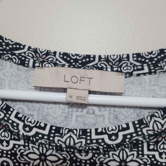 Loft Black and White Sleeveless Shift Dress Women's Size Medium - Picture 3 of 4